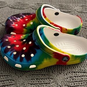 Women’s Tie Dye Crocks. Size 8. Like New Condition.